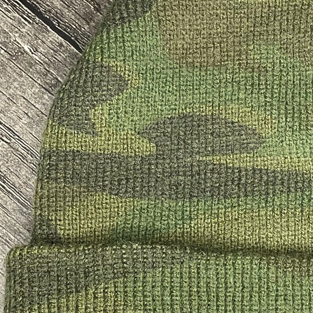 Kids studded spike camouflage beanie warm folded cuffed camo